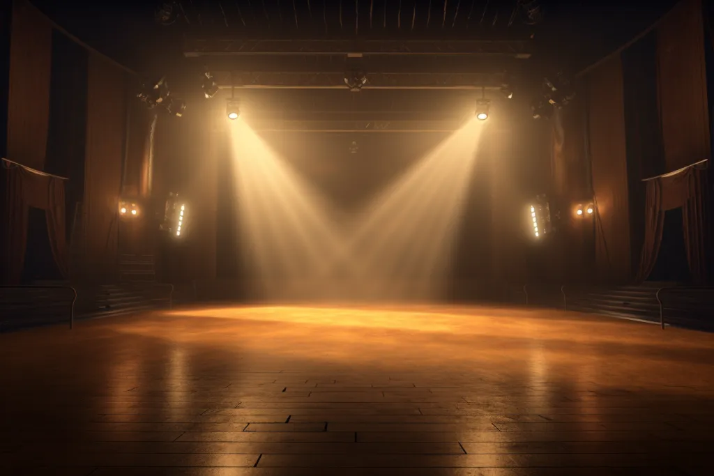 Schéma de branchement d'une console DMX avec serveur média et système de timecode dans une infrastructure de salle.