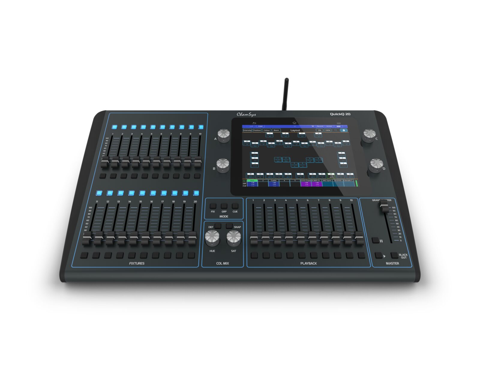 Console de lumière ChamSys QuickQ 20 vue de face